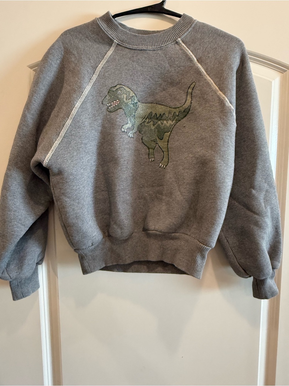 Coach Gray Crewneck Sweatshirt with Green Dinosaur Motif